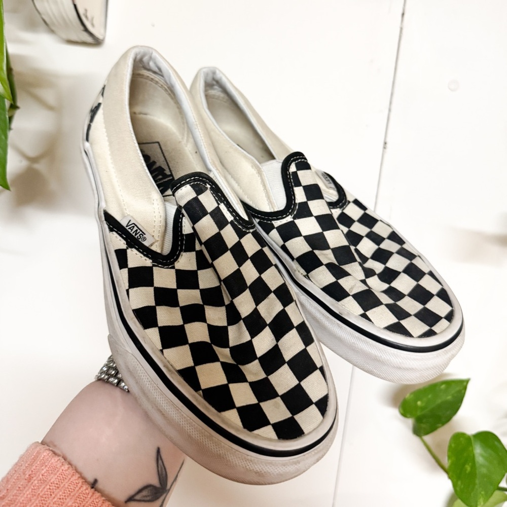 Vans Checkerboard Slip-On Sneakers - Black & White
